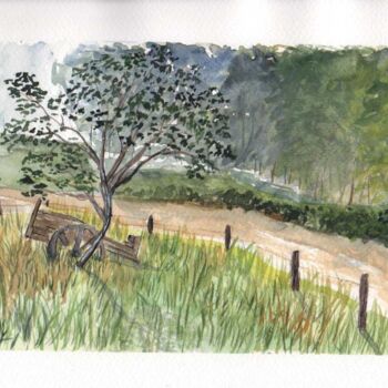 Painting titled "paysage de la nature" by Benjamin Petit, Original Artwork, Watercolor