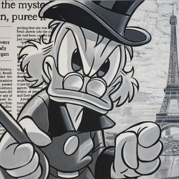 Painting titled "Scrooge McDuck Pari…" by Benjamin Spark, Original Artwork, Acrylic Mounted on Wood Stretcher frame