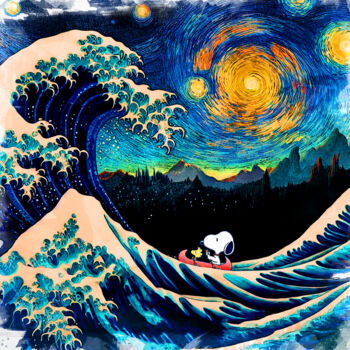 Pittura intitolato "Snoopy : la grand v…" da Benny Arte, Opera d'arte originale, Acquarello