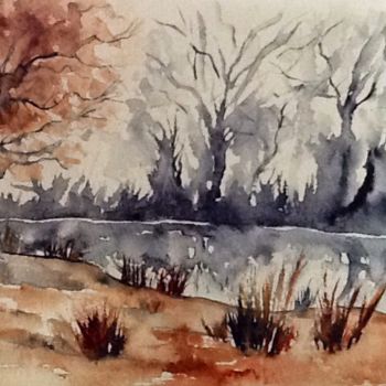 Painting titled "L'automne est la...." by Benoit Boniface, Original Artwork, Watercolor