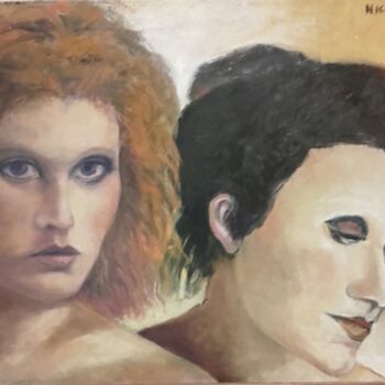 Painting titled "Le due amiche." by Beppe Nicoli, Original Artwork, Oil Mounted on Wood Stretcher frame