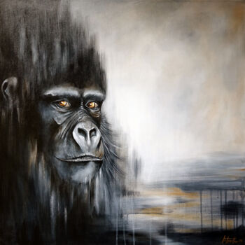 Malarstwo zatytułowany „Gorilla” autorstwa Bérengère Labarthe (Lab-Art), Oryginalna praca, Akryl
