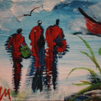 Картина под названием "LES TROIS HOMMES AU…" - Sam De Beauregard, Подлинное произведение искусства, Гуашь