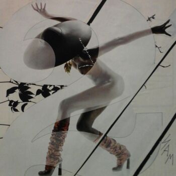 Collages titled "FEMME PLIÉE AU CHAP…" by Sam De Beauregard, Original Artwork, Collages Mounted on Cardboard