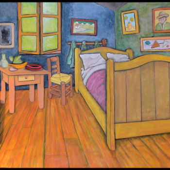 Malerei mit dem Titel "la chambre à Vincent" von Bernard Leboeuf, Original-Kunstwerk, Acryl