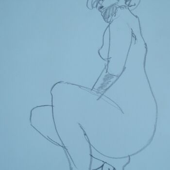 Drawing titled "Croquis de nu" by Bernard Moutin, Original Artwork