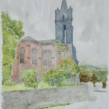 Painting titled "Eglise Sao Jose do…" by Bernard Pothier, Original Artwork, Watercolor