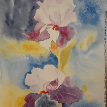 Картина под названием "Iris Germanica" - Bernard Pothier, Подлинное произведение искусства, Акварель