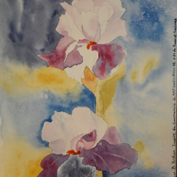 Painting titled "Iris Germanica" by Bernard Pothier, Original Artwork, Watercolor