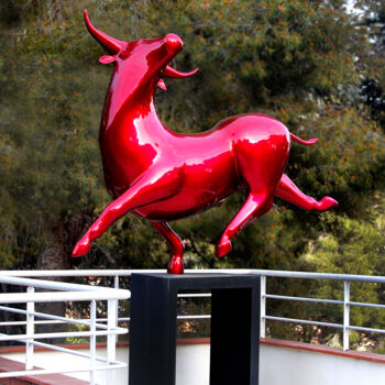 Escultura titulada "OLÉ OLÉ Big Bull" por Bernard Rives, Obra de arte original, Metales