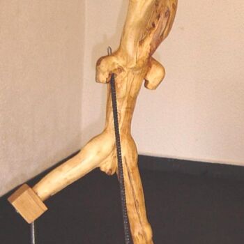 Skulptur mit dem Titel "De guerre lâche" von Bernard Sabathé, Original-Kunstwerk, Holz