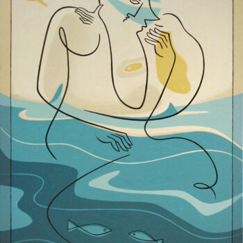 Pittura intitolato "DEEP BLUE WATER" da Bernard Simunovic, Opera d'arte originale, Acrilico