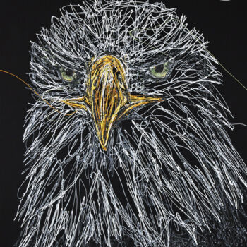 제목이 "Bald eagle"인 미술작품 Bernard Ouellette로, 원작, 아크릴 목재 패널에 장착됨