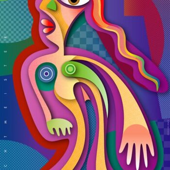 Digital Arts titled "Octopus Girl" by Bernd Wachtmeister, Original Artwork, Digital Painting