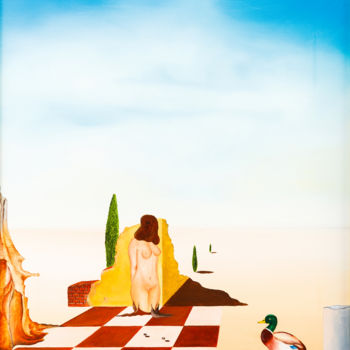 Painting titled "rêve de canard" by Bernard Jageneau, Original Artwork, Oil