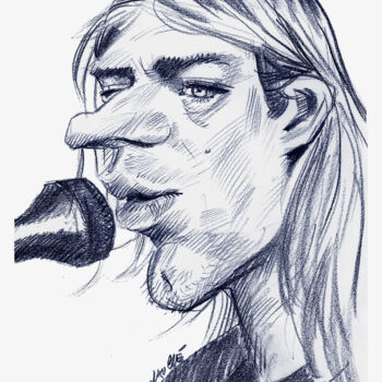 Zeichnungen mit dem Titel "Kurt Cobain" von Bertrand Daullé, Original-Kunstwerk, Bleistift