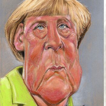 Zeichnungen mit dem Titel "Angela Merkel, Chan…" von Bertrand Daullé, Original-Kunstwerk, Andere