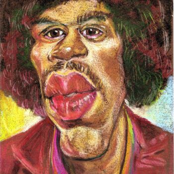 Drawing titled "Jimi Hendrix" by Bertrand Daullé, Original Artwork