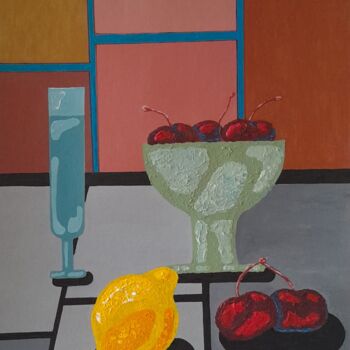 Malerei mit dem Titel "Le citron." von Bertrand Jost, Original-Kunstwerk, Acryl