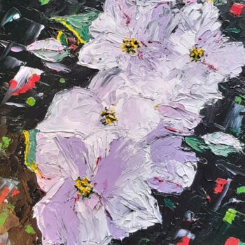 제목이 "Fleurs de pommier ."인 미술작품 Bertrand Jost로, 원작, 기름 판지에 장착됨