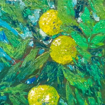 "Les citrons de Ment…" başlıklı Tablo Bertrand Jost tarafından, Orijinal sanat, Petrol Ahşap Sedye çerçevesi üzerine monte e…