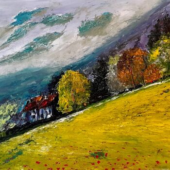 제목이 "Paysage de montagne…"인 미술작품 Bertrand Jost로, 원작, 기름 판지에 장착됨