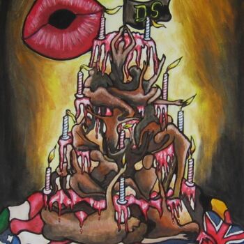 Painting titled "Happy Birthday au DS" by Bertrand Lamouroux, Original Artwork, Acrylic