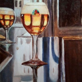 Painting titled "Bières" by Betty Dovi, Original Artwork, Oil