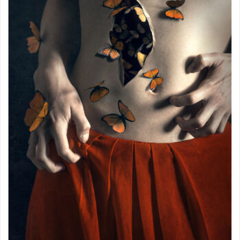Fotografie getiteld "Avoir des papillons…" door Bettina Dupont, Origineel Kunstwerk, Gemanipuleerde fotografie