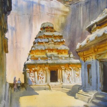 Painting titled "Mountain had a Drea…" by Bhargavkumar Kulkarni, Original Artwork, Watercolor