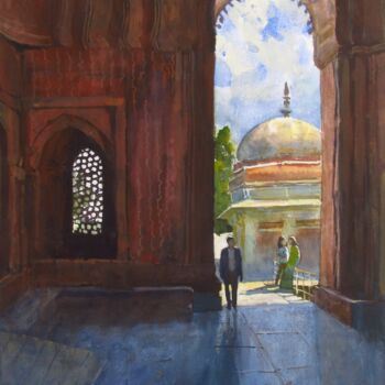 Painting titled "View through the Ar…" by Bhargavkumar Kulkarni, Original Artwork, Watercolor