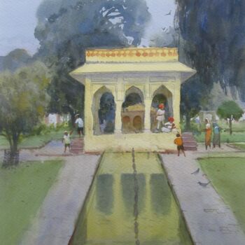 Картина под названием "Kanak Bagh, Jaipur 2" - Bhargavkumar Kulkarni, Подлинное произведение искусства, Акварель