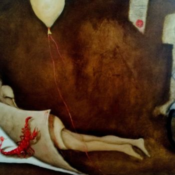 Pintura titulada "La fête et le scorp…" por Robert Blanchette, Obra de arte original, Oleo