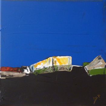 Pintura titulada "carré bleu 7" por Brigitte Bibard-Guillon, Obra de arte original, Acrílico