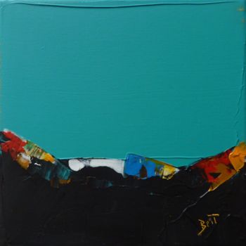 Peinture intitulée "carré turquoise" par Brigitte Bibard-Guillon, Œuvre d'art originale, Acrylique