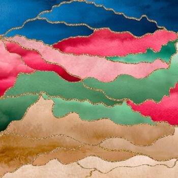 Digital Arts titled "Watercolour Landsca…" by Bilge Paksoylu, Original Artwork, Digital Collage