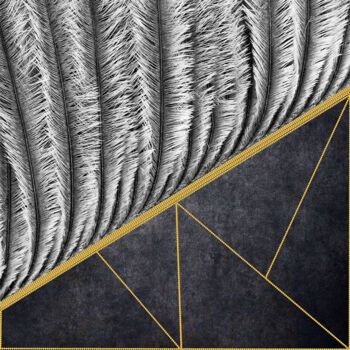 Digitale Kunst getiteld "Black Gold Abstract…" door Bilge Paksoylu, Origineel Kunstwerk, Digitaal Schilderwerk