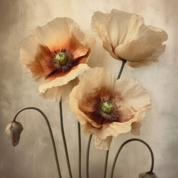 Digitale Kunst mit dem Titel "Poppies 30" von Bilge Paksoylu, Original-Kunstwerk, KI-generiertes Bild