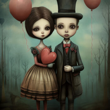 Arts numériques intitulée "Loving Couple" par Bilge Paksoylu, Œuvre d'art originale, Image générée par l'IA