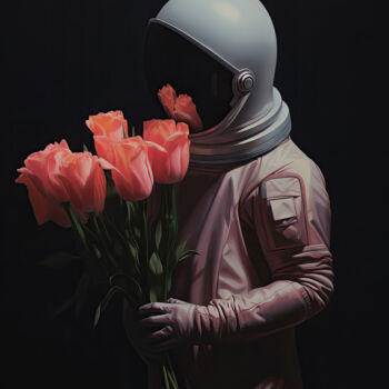 "Loving Astronaut" başlıklı Dijital Sanat Bilge Paksoylu tarafından, Orijinal sanat, AI tarafından oluşturulan görüntü
