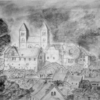 Disegno intitolato "Quedlinburg" da Birger Dicke, Opera d'arte originale, Matita