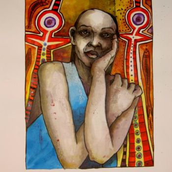 Painting titled "indigene n1" by Dai, Original Artwork