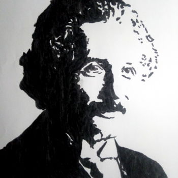 Drawing titled "Albert Einstein" by Bianchini Jr, Original Artwork, Charcoal