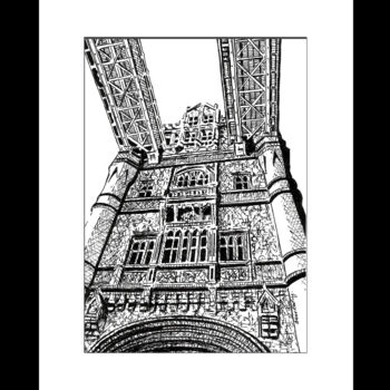 Dessin intitulée "Tower Bridge London" par Bk-Art, Œuvre d'art originale, Encre