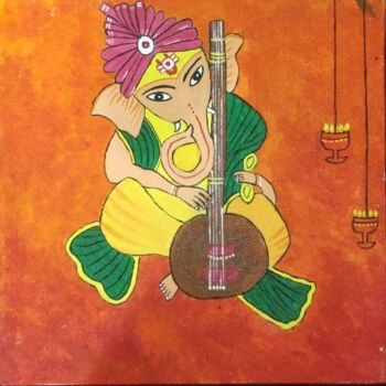 Malarstwo zatytułowany „Lord Ganesha painti…” autorstwa Bloom In Paint Tyagi, Oryginalna praca, Akryl