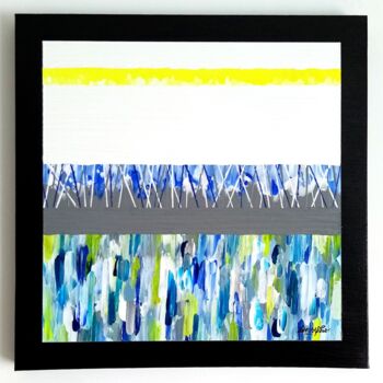 Painting titled "Summer Pools" by Bnsy, Original Artwork, Acrylic Mounted on Wood Stretcher frame