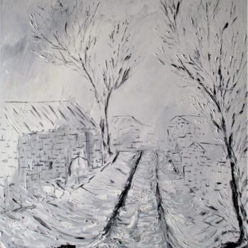 Картина под названием "Balzac sous la neige" - Roberto Urbano, Подлинное произведение искусства, Масло Установлен на Деревян…
