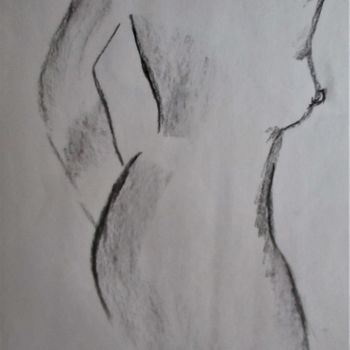 Drawing titled "Buste au fusain" by Roberto Urbano, Original Artwork, Charcoal