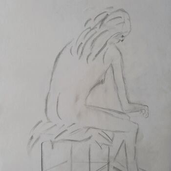 「Ebauche assise.」というタイトルの描画 Roberto Urbanoによって, オリジナルのアートワーク, 木炭