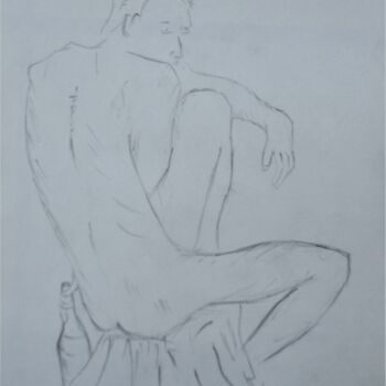 Desenho intitulada "L' homme à la boute…" por Roberto Urbano, Obras de arte originais, Lápis